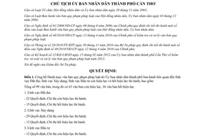 Quyết định 2395/QĐ-UBND năm 2012 công bố Danh mục văn bản UBND Cần Thơ ban hành