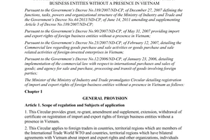 Circular No. 28/2012/TT-BCT detailing registration of import and export rights