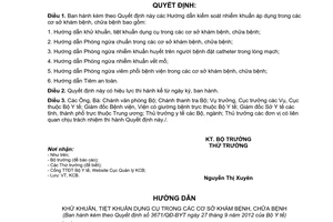 Quyết định 3671/QĐ-BYT 2012 Hướng dẫn kiểm soát nhiễm khuẩn
