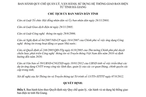 Quyết định 1951/QĐ-UBND Quy chế quản lý vận hành và sử dụng hệ thống giao ban điện tử Hà Giang 2012