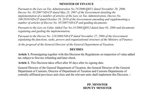 Decision No. 2404/QD-BTC on the promulgation of regulations on inspection