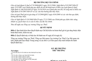 Quyết định 2404/QĐ-BTC năm 2012 Chế độ kiểm tra hoàn thuế giá trị gia tăng