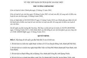 Quyết định 1419/QĐ-TTg năm 2012 xếp hạng di tích quốc gia đặc biệt