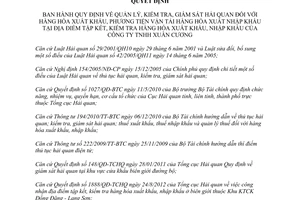 Quyết định 753/QĐ-HQLS năm 2012 Quy định quản lý kiểm tra giám sát hải quan