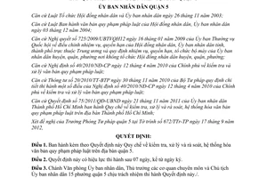 Quyết định 02/2012/QĐ-UBND kiểm tra xử lý rà soát hệ thống hóa văn bản