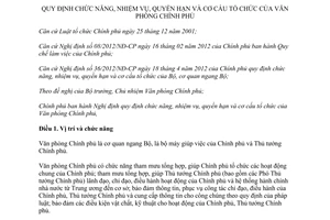 Nghị định 74/2012/NĐ-CP quy định chức năng nhiệm vụ quyền hạn cơ cấu tổ chức