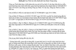 Công văn 3743/TCT-KK thủ tục giải quyết miễn giảm thuế theo Quy trình miễn giảm