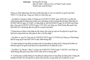 Công văn 3759/TCT-TNCN nơi nộp hồ sơ quyết toán thuế thu nhập cá nhân