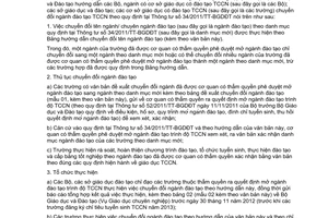 Công văn 7251/BGDĐT-GDCN hướng dẫn chuyển đổi ngành đào tạo trung cấp