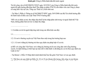 Công văn 3803/TCT-TNCN thuế thu nhập cá nhân theo Hiệp định tránh đánh thuế