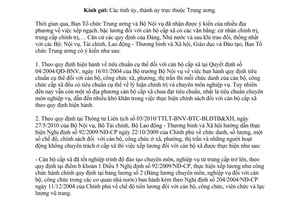 Công văn 3692-CV/BTCTW năm 2012 Ban Tổ chức Trung ương xếp ngạch lương cán bộ cấp xã có trình độ lý luận chính trị