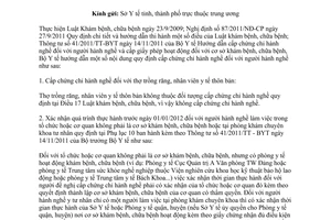 Công văn 6705/BYT-KCB giải quyết vướng mắc khi thực hiện cấp chứng chỉ hành khám