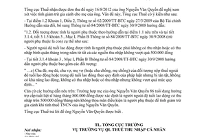 Công văn 3501/TCT-TNCN giảm trừ gia cảnh cho người phụ thuộc