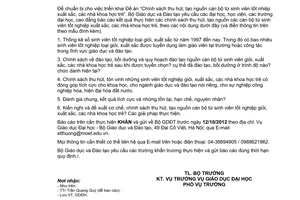 Công văn 6657/BGDĐT-GDĐH báo cáo chính sách thu hút tạo nguồn cán bộ từ