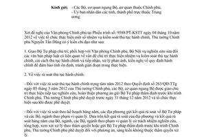Công văn 7946/VPCP-KSTT thông báo ý kiến của Thủ tướng Chính phủ thực hiện