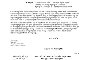 Công văn 3056/BHXH -TCCB báo cáo danh sách VC làm việc tại bộ phận một cửa