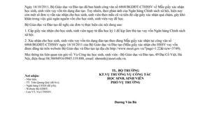 Công văn 6685/BGDĐT-CTHSSV thực hiện Chương trình tín dụng học sinh sinh viên