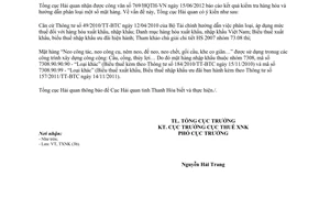 Công văn 5452/TCHQ-TXNK phân loại hàng hóa