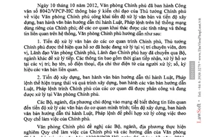 Công văn 8146/VPCP-HC hướng dẫn thực hiện văn bản 8042/VPCP-HC