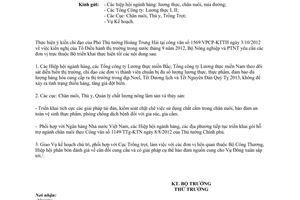Công văn 3506/BNN-CB thực hiện chỉ đạo của Văn phòng chính phủ đối với kiến nghị