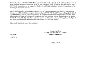 Công văn 5048/BNN-TC nộp phí lưu kho lô hàng thiết bị nhập khẩu thuộc dự án