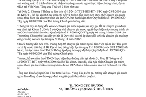 Công văn 3672/TCT-TNCN miến thuế thu nhập cá nhân đối với chuyên gia nước ngoài