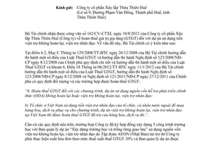 Công văn 14401/BTC-CST thuế giá trị gia tăng đối với dự án sử dụng tiền viện trợ