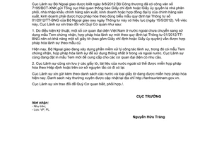 Công văn 3346/CV-LS-PL thực hiện Thông báo 197/TB-BCT  Thông tư 20/2011/TT-BCT