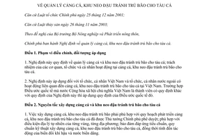 Nghị định 80/2012/NĐ-CP quản lý cảng cá khu neo đậu tránh trú bão cho tàu cá