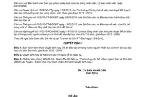 Quyết định 28/2012/QĐ-UBND Đào tạo trong nước nguồn nhân lực trình độ sau đại học Trà Vinh