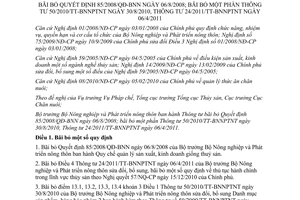 Thông tư 50/2012/TT-BNNPTNT bãi bỏ Quyết định 85/2008/QĐ-BNN bãi bỏ một phần