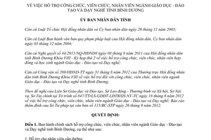 Quyết định 41/2012/QĐ-UBND hỗ trợ công viên chức nhân viên ngành Giáo dục