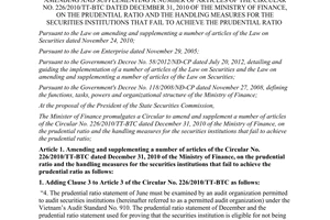 Circular No. 165/2012/TT-BTC amending and supplementing a number of articles