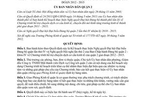 Quyết định 08/2012/QĐ-UBND Kế hoạch thực hiện Nghị quyết Chương trình hỗ trợ