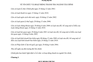 Nghị định 82/2012/NĐ-CP tổ chức hoạt động thanh tra ngành Tài chính