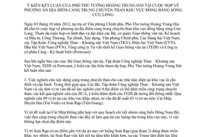 Thông báo 346/TB-VPCP ý kiến kết luận của Phó Thủ tướng Hoàng Trung Hải