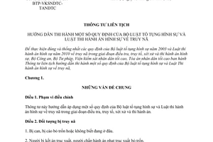 Thông tư liên tịch 13/2012/TTLT-BCA-BTP-VKSNDTC-TANDTC hướng dẫn Bộ luật tố tụng