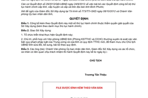 Quyết định 2070/QĐ-UBND năm 2012 công bố thủ tục hành chính thuộc thẩm quyền