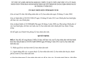 Quyết định 47/2012/QĐ-UBND sửa đổi khoản 2 Điều 22 Quy chế làm việc của Ủy ban