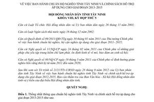 Nghị quyết số 19/2012/NQ-HĐND chuẩn hộ nghèo tỉnh Tây Ninh và chính sách hỗ trợ