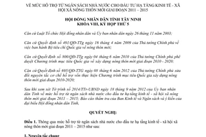 Nghị quyết 23/2012/NQ-HĐND hỗ trợ từ ngân sách cho hạ tầng kinh tế xã hội