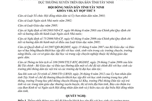 Nghị quyết 21/2012/NQ-HĐ khuyến khích học tập đối với học sinh THPT Tây Ninh