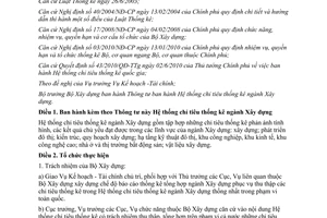 Thông tư 05/2012/TT-BXD Hệ thống chỉ tiêu thống kê ngành Xây dựng