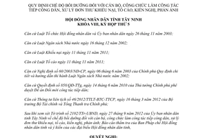 Nghị quyết 18/2012/NQ-HĐND chi bồi dưỡng cán bộ công chức tiếp công dân khiếu nại tố cáo Tây Ninh