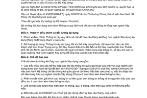 Thông tư 06/2012/TT-BXD quy định chế độ báo cáo thống kê tổng hợp ngành Xây dựng