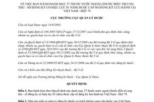 Quyết định 244/QĐ-QLD năm 2012 danh mục 27 thuốc nước ngoài thuốc điều trị