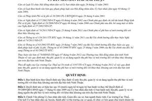 Quyết định 58/2012/QĐ-UBND mức thu phí bảo vệ môi trường khai thác khóang sản