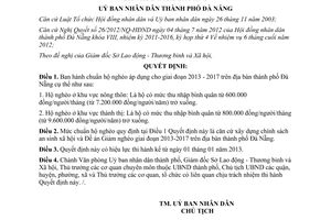 Quyết định 46/2012/QĐ-UBND chuẩn hộ nghèo áp dụng cho giai đoạn 2013 - 2017