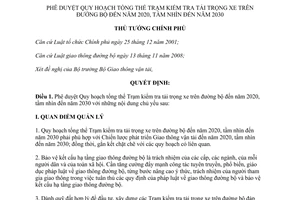 Quyết định 1502/QĐ-TTg năm 2012 phê duyệt Quy hoạch tổng thể Trạm kiểm tra