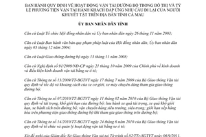 Quyết định 20/2012/QĐ-UBND Quy định hoạt động vận tải đường bộ trong đô thị